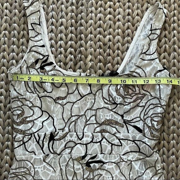 NWT Pretty Little Things Gold Glitter Nude Square Neck Bodycon Mini Dress Size 2 - Picture 13 of 16